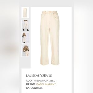 ISABEL MARANT LALISKASR JEANS 36 IN ECRU NWT